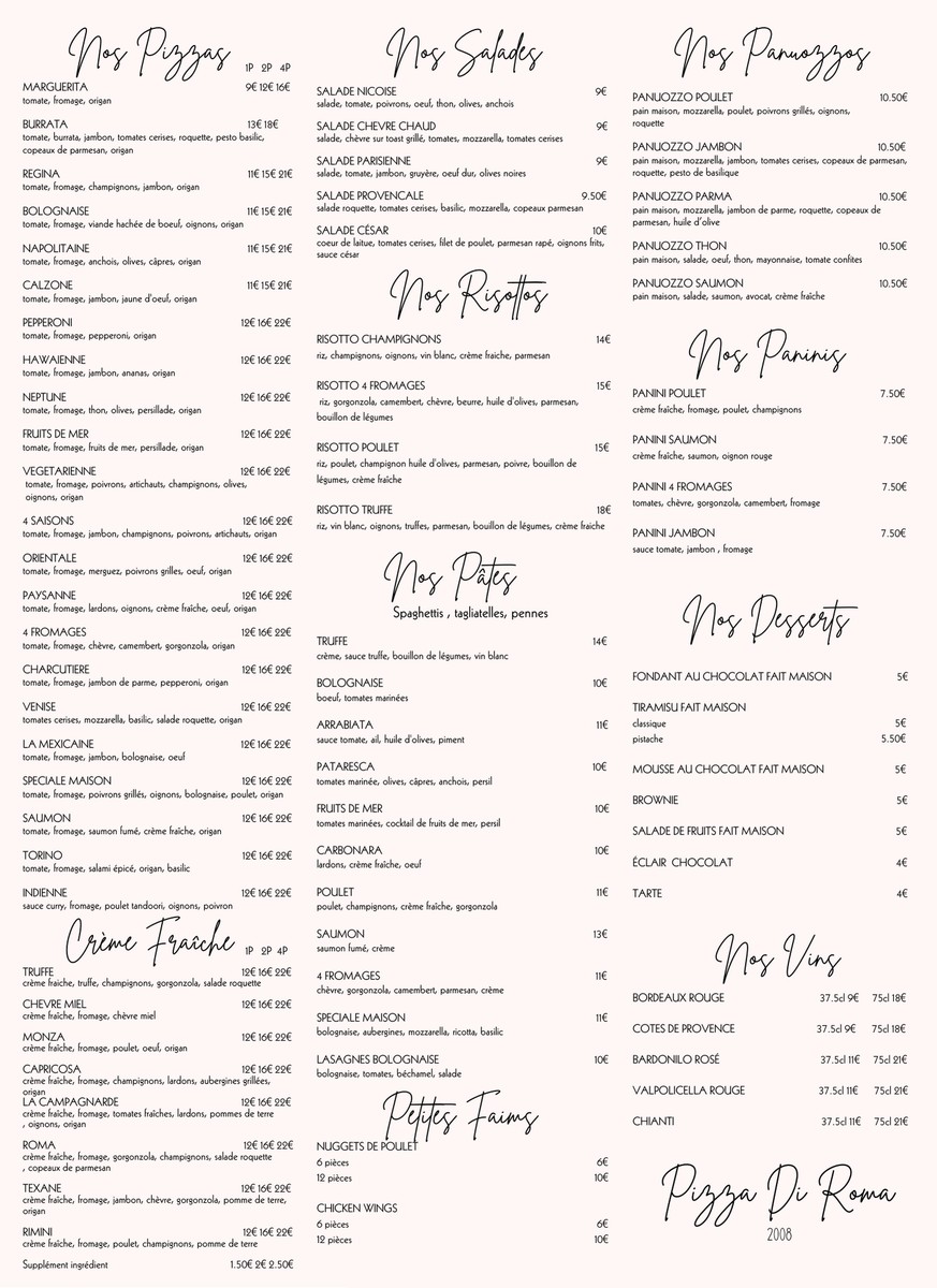 Pizza Di Roma - Paris 17 menu 2
