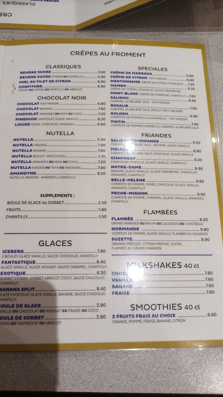 Crêperie Chez Suzette Huchette menu 2