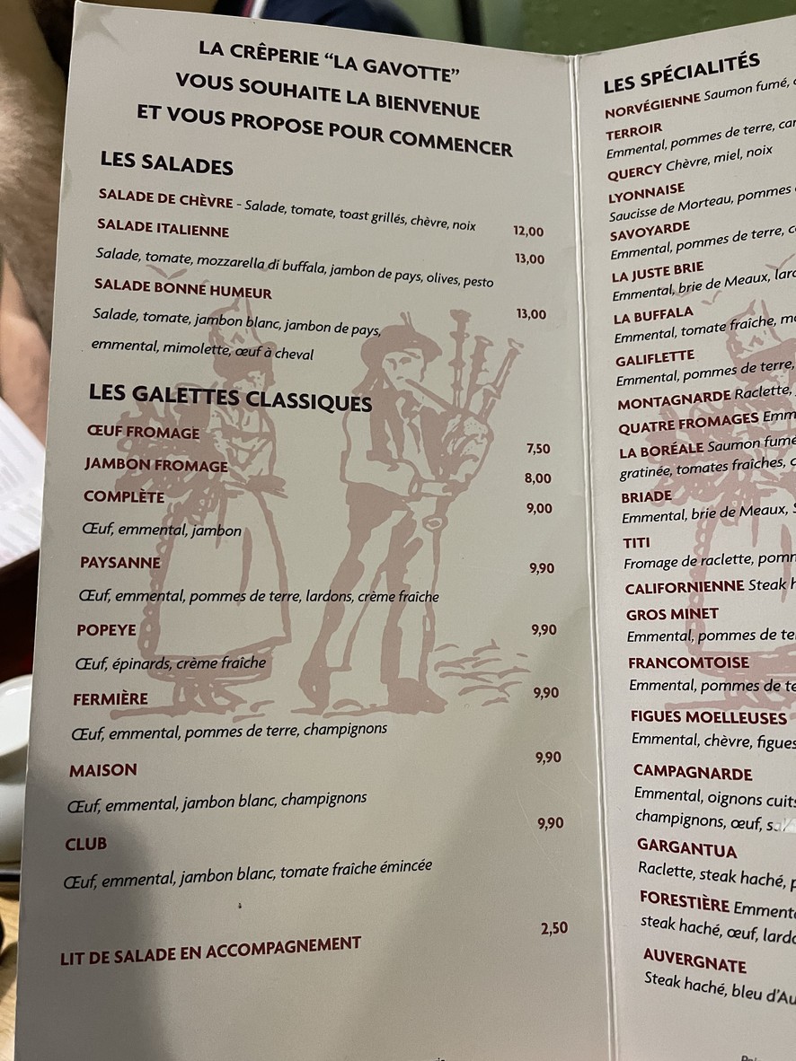 La Gavotte menu 1