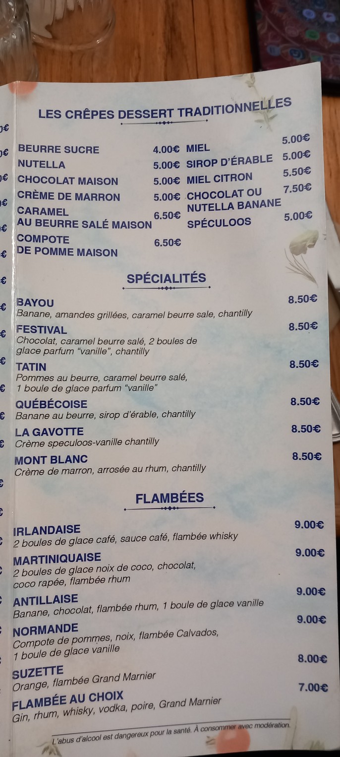 La Gavotte menu 2