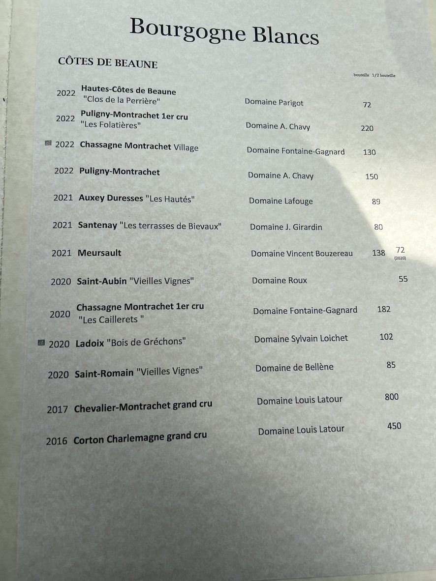 La Closerie des Lilas menu 2