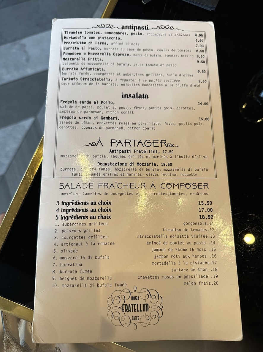Fratellini Caffè menu 1