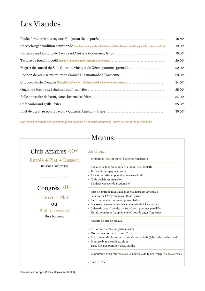 Le Congrès Auteuil menu 4