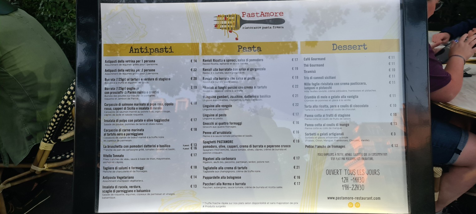 Restaurante Pastamore menu 1