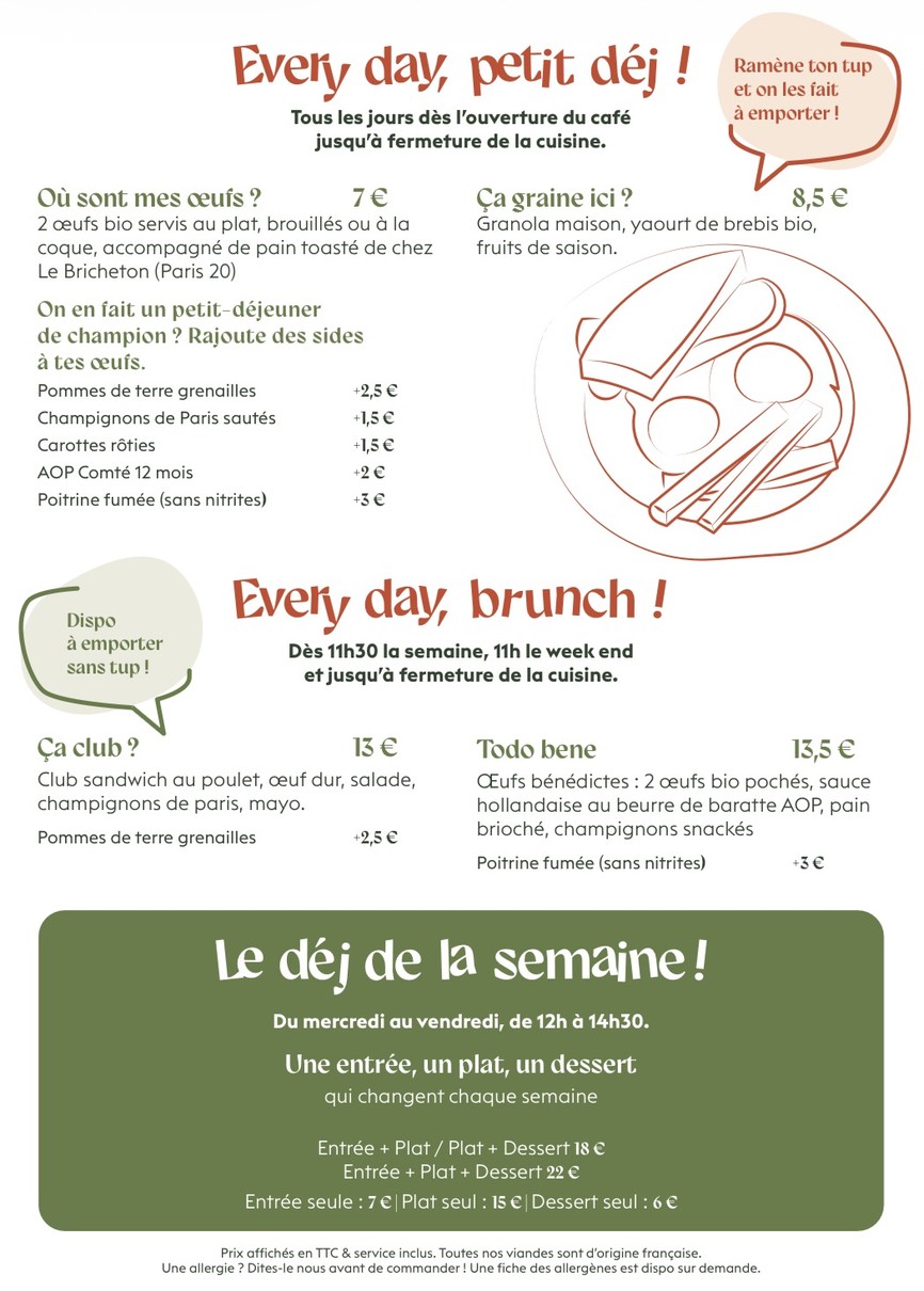 Les Fanés - Coffee shop - Breakfast - Lunch - Brunch menu 2