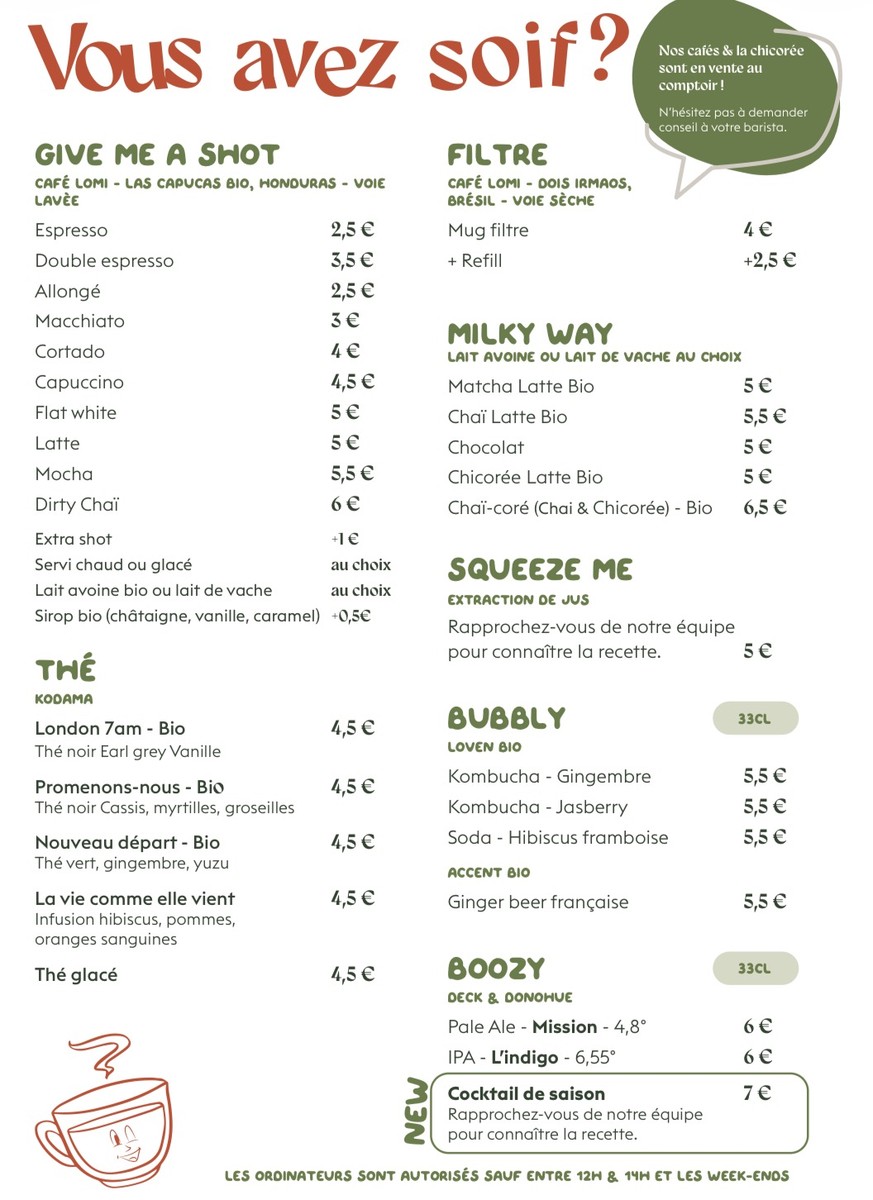 Les Fanés - Coffee shop - Breakfast - Lunch - Brunch menu 3