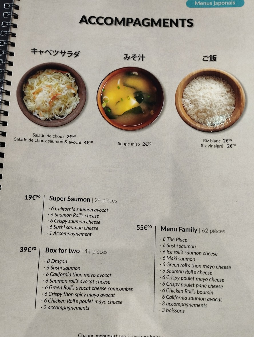 The Place Bondy Thai & Sushi menu 4