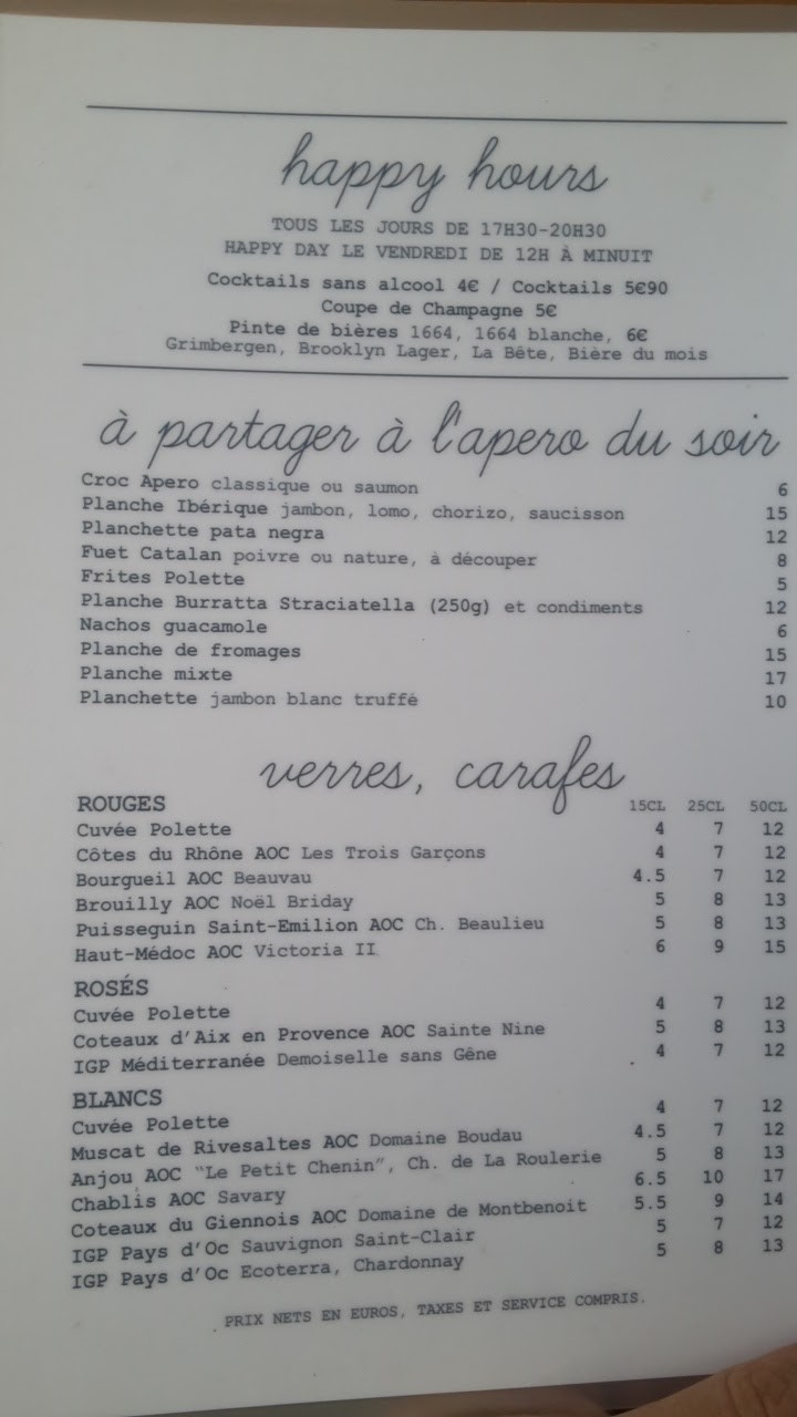 Polette menu 1