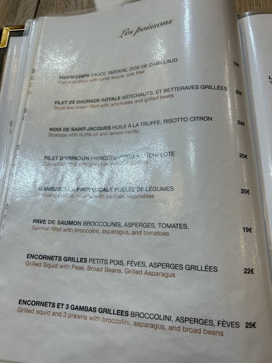 La Table du Prince menu 3
