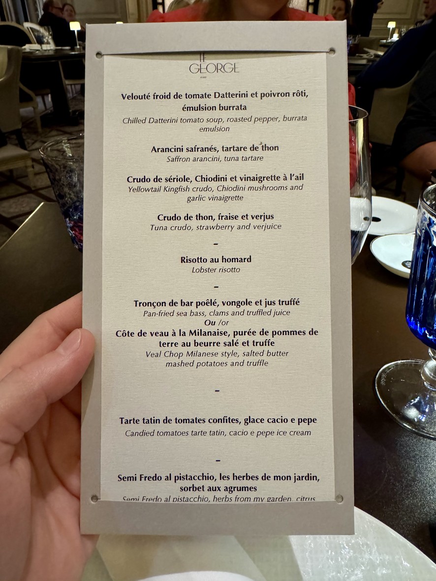 Le George menu 1