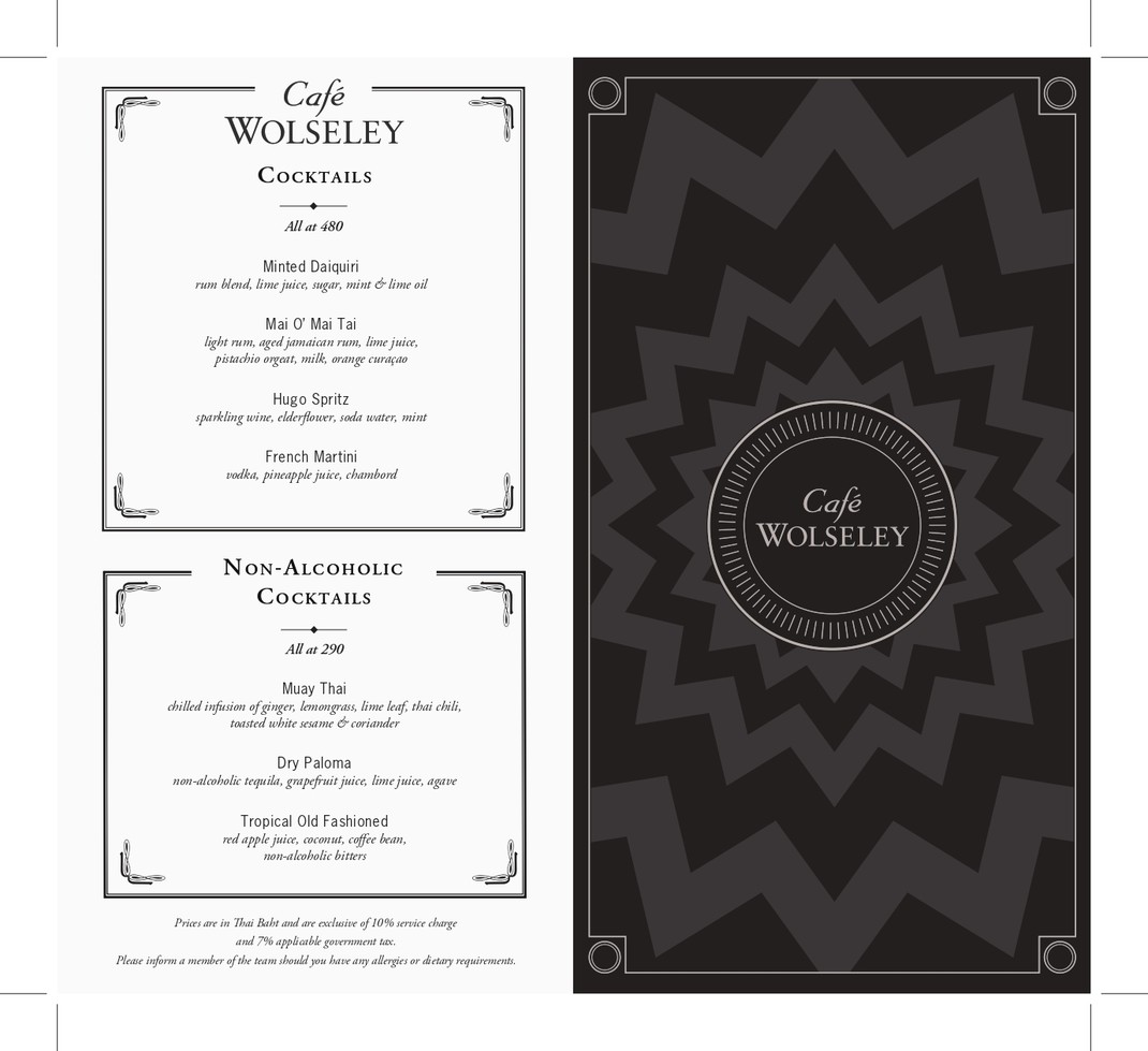 Café Wolseley Bangkok menu 1
