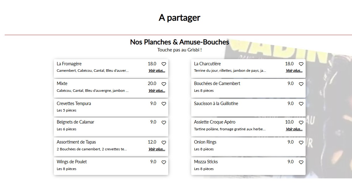 L'Entracte des Gobelins menu 2