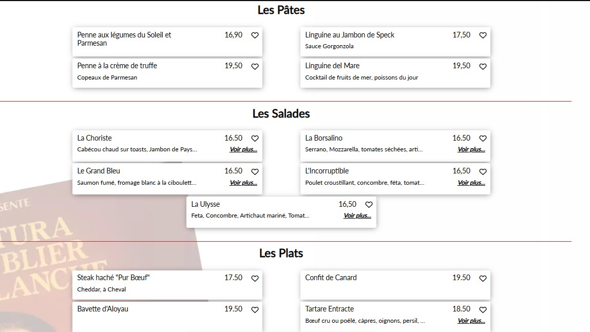 L'Entracte des Gobelins menu 3