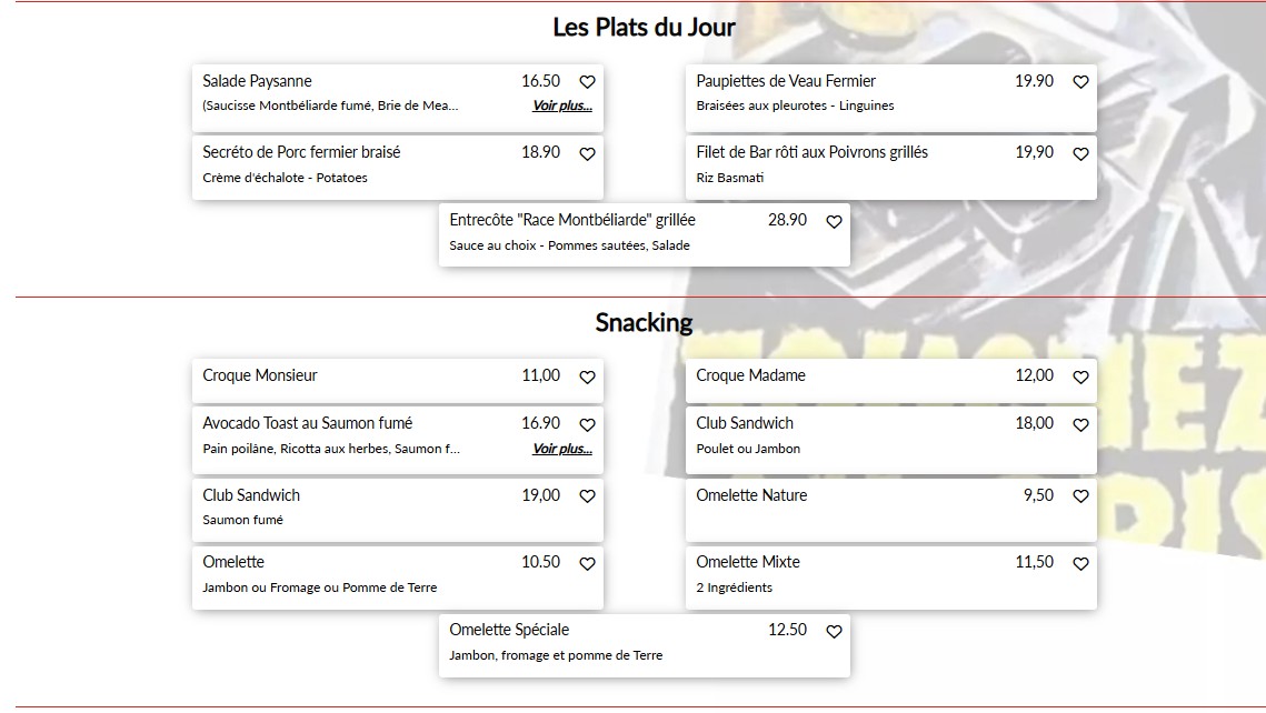 L'Entracte des Gobelins menu 4