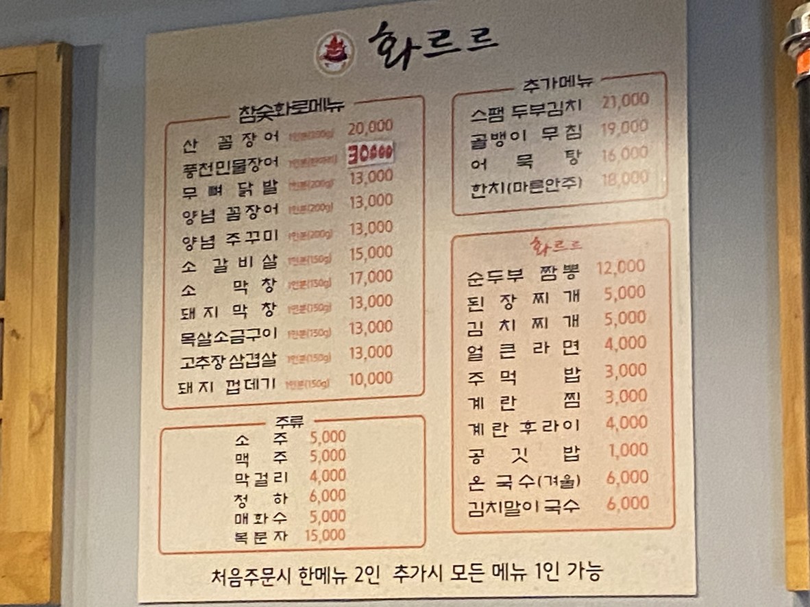 Hwaleuleu menu 1