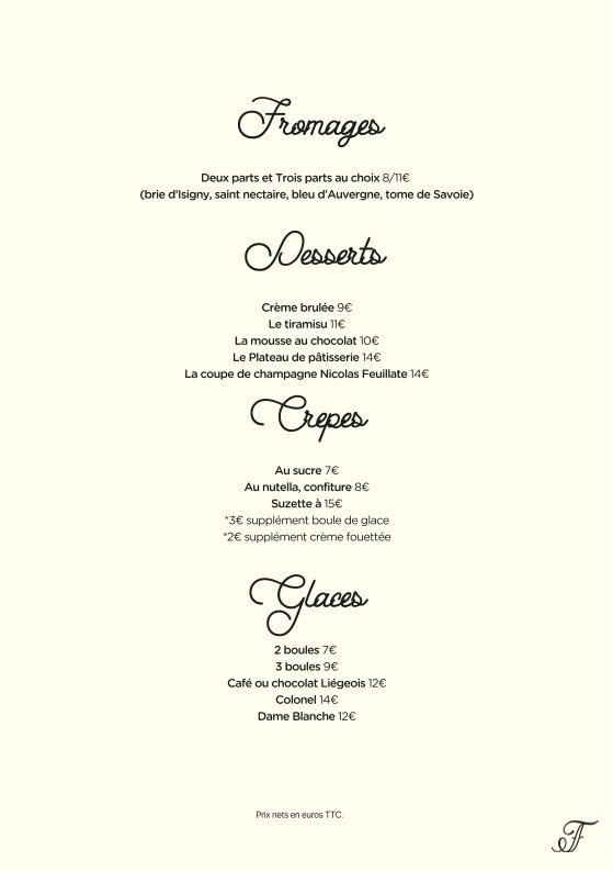 Le Florentin menu 2
