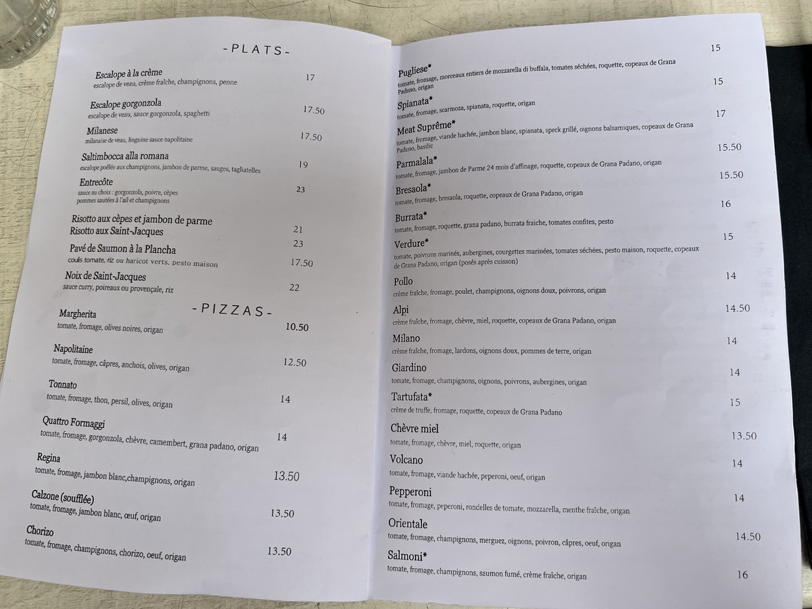 Margaretti menu 2