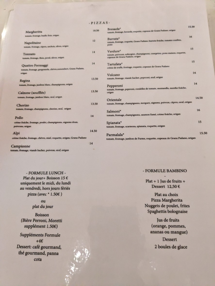 Margaretti menu 3