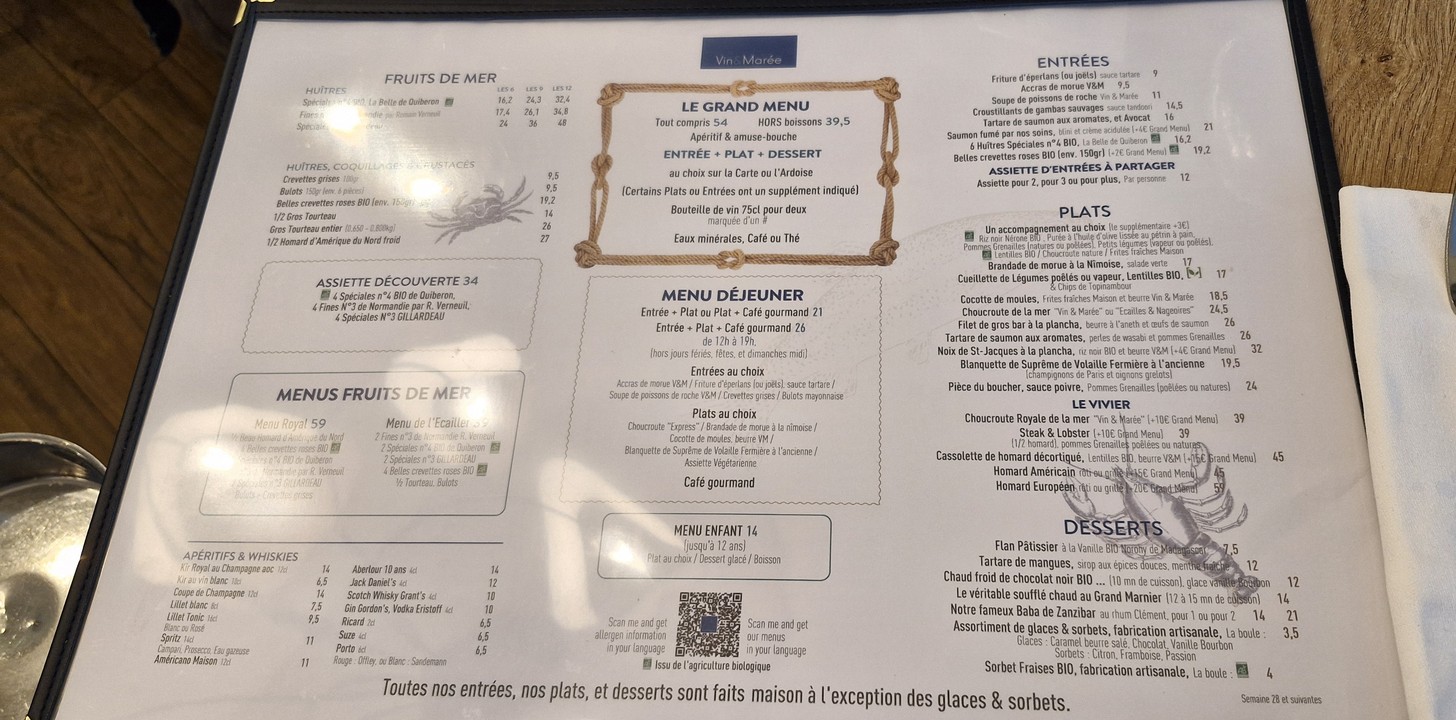 Vin & Marée Voltaire Nation menu 1