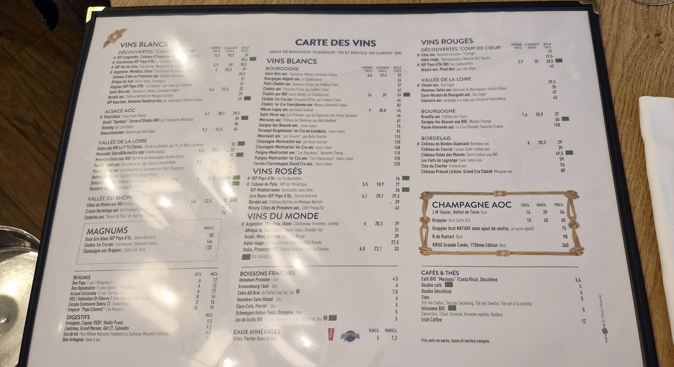 Vin & Marée Voltaire Nation menu 2