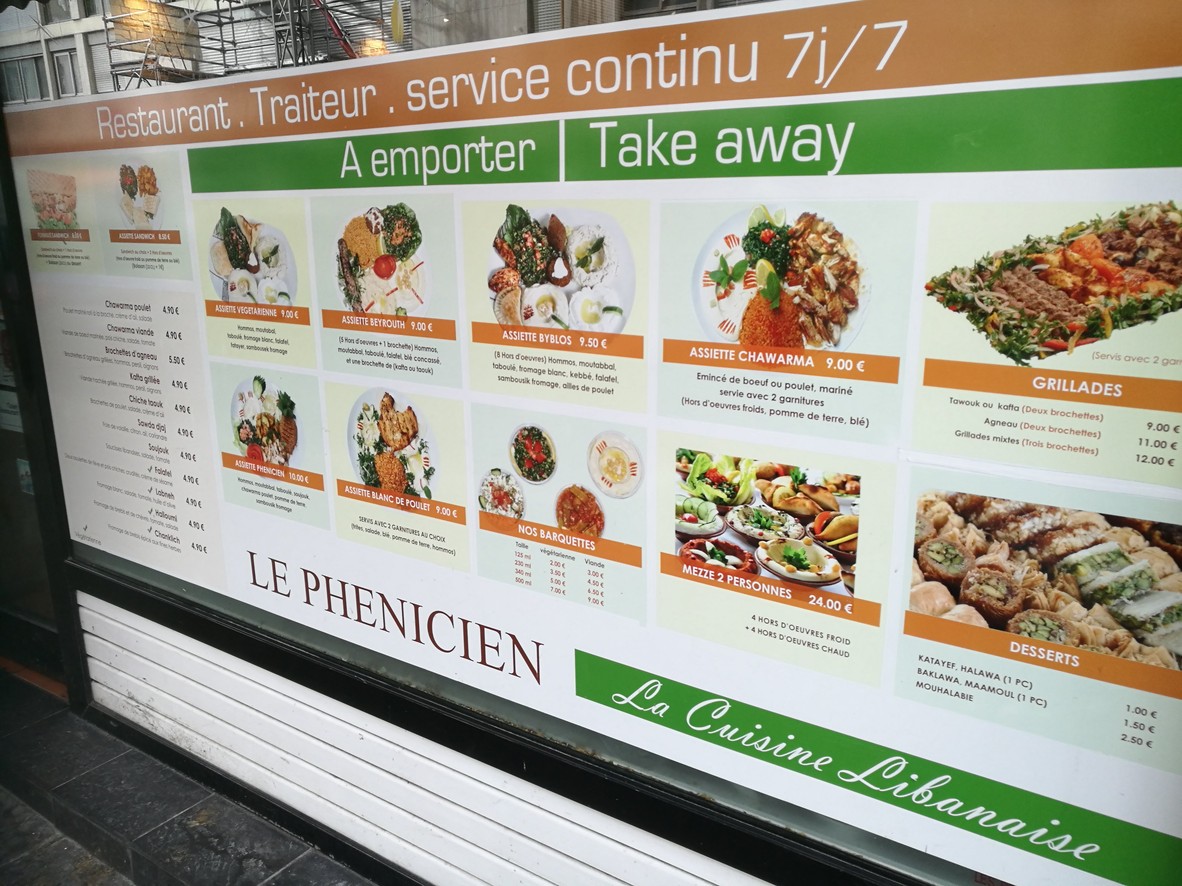 Le Phénicien menu 1