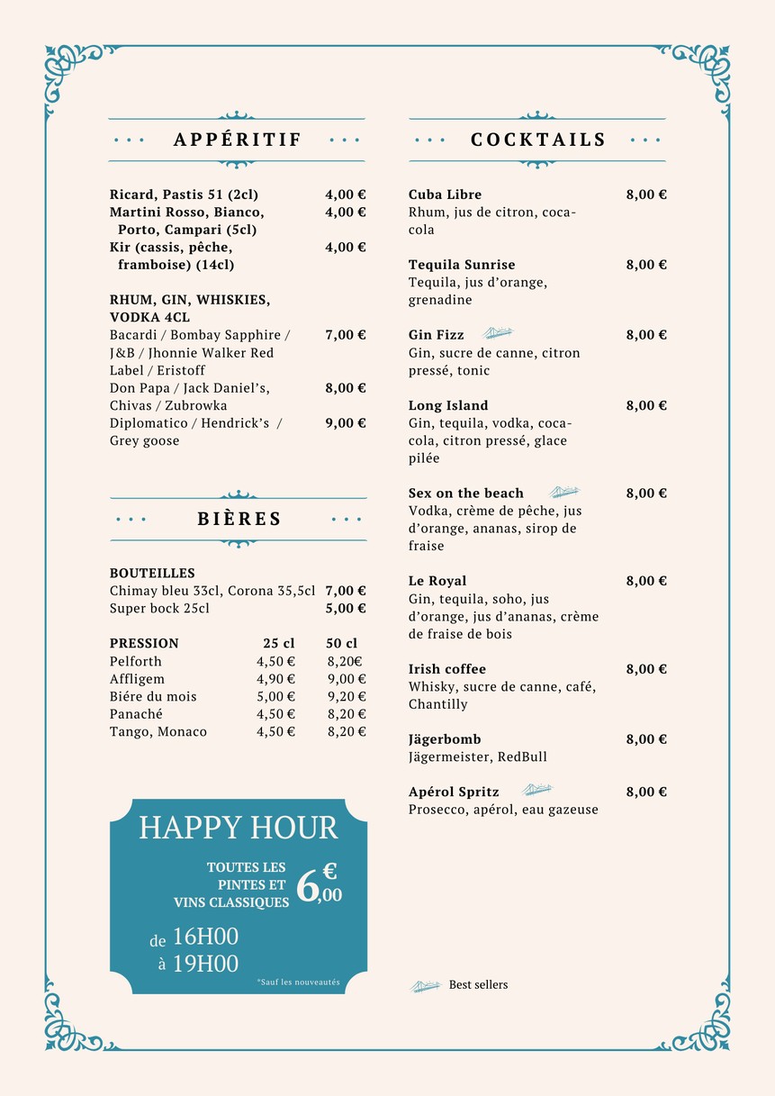 Le Pont Royal Cafe menu 3