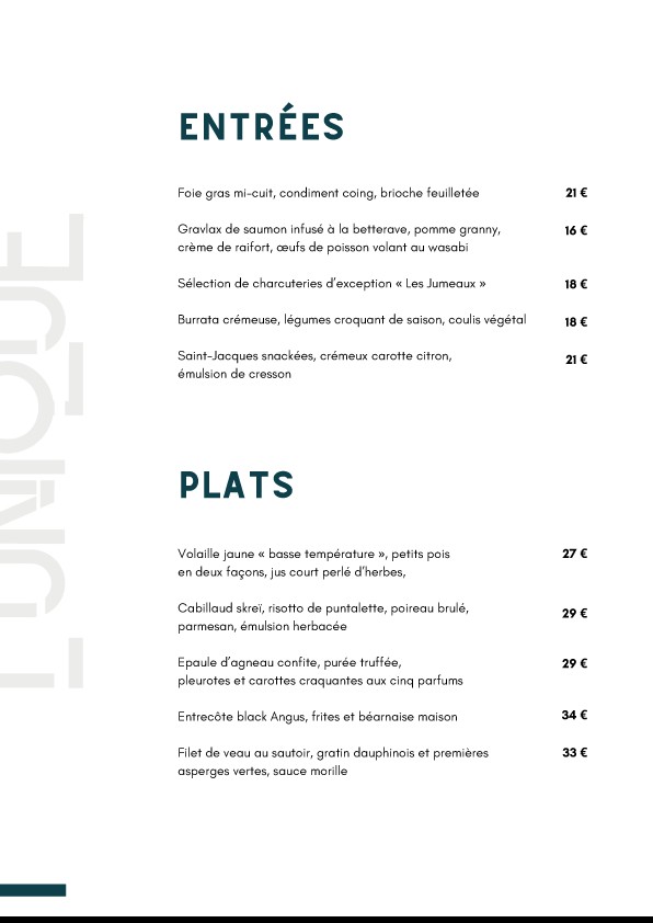 L'unique menu 1