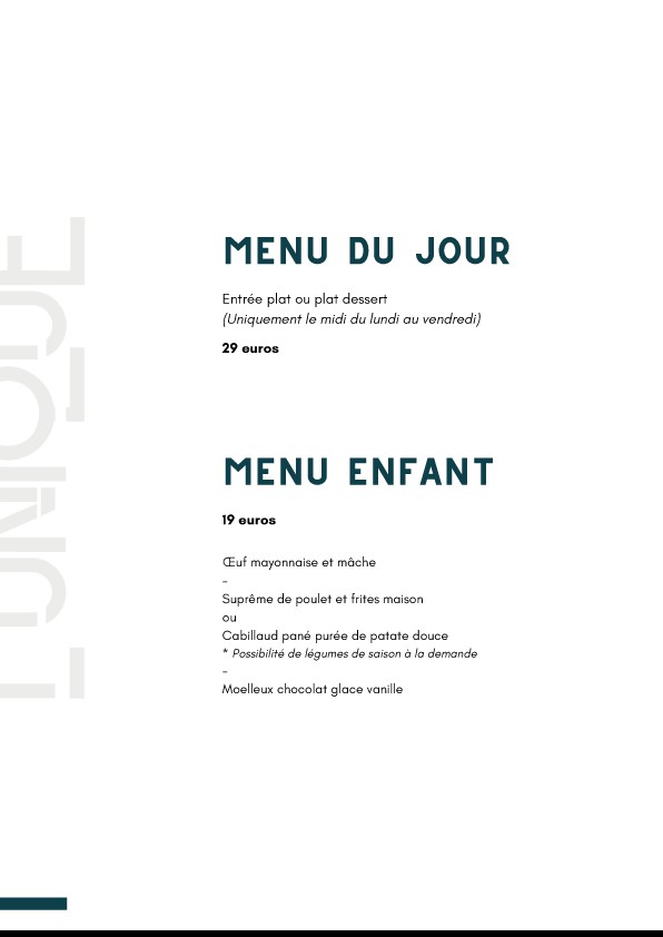 L'unique menu 2