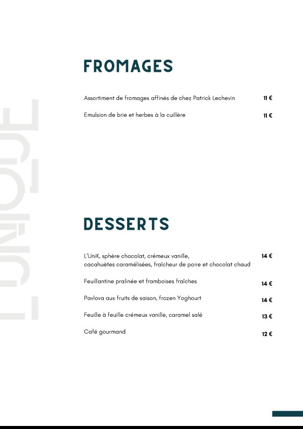 L'unique menu 3