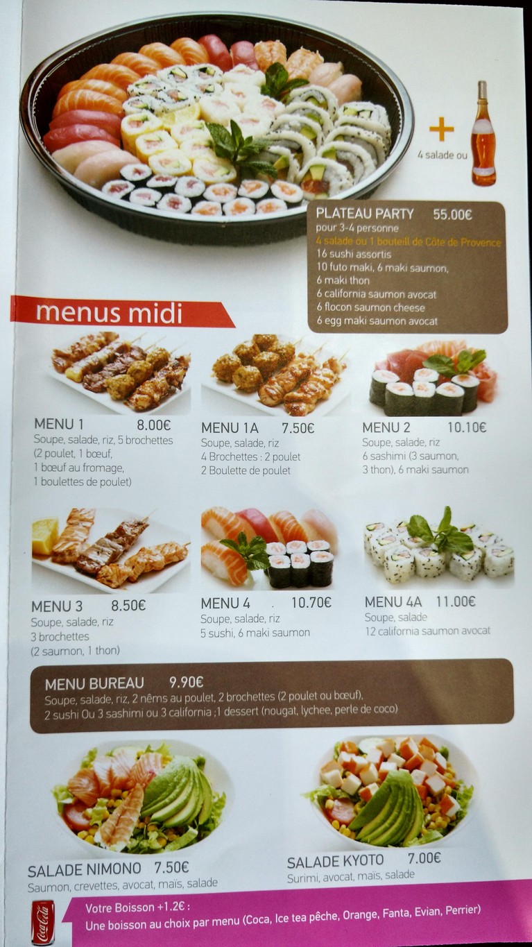 SUSHI CHATEAU menu 1