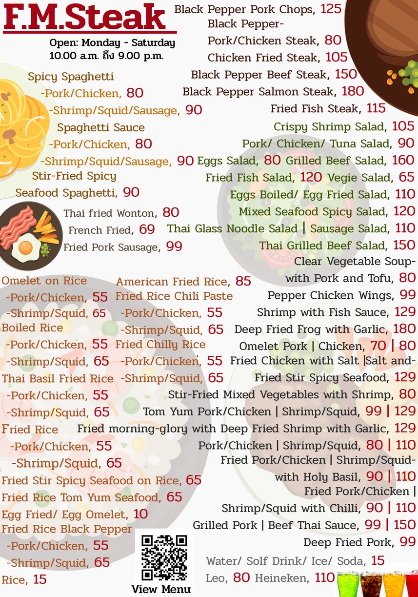 F.M. Steak menu 1