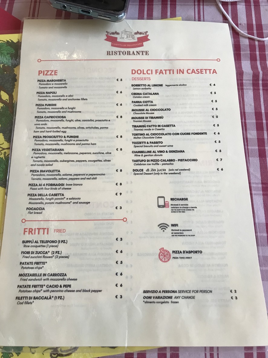 Casetta di Trastevere menu 2
