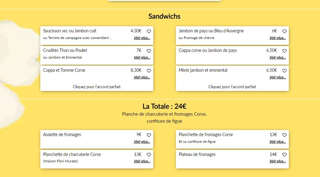 Le Petit Cardinal menu 1