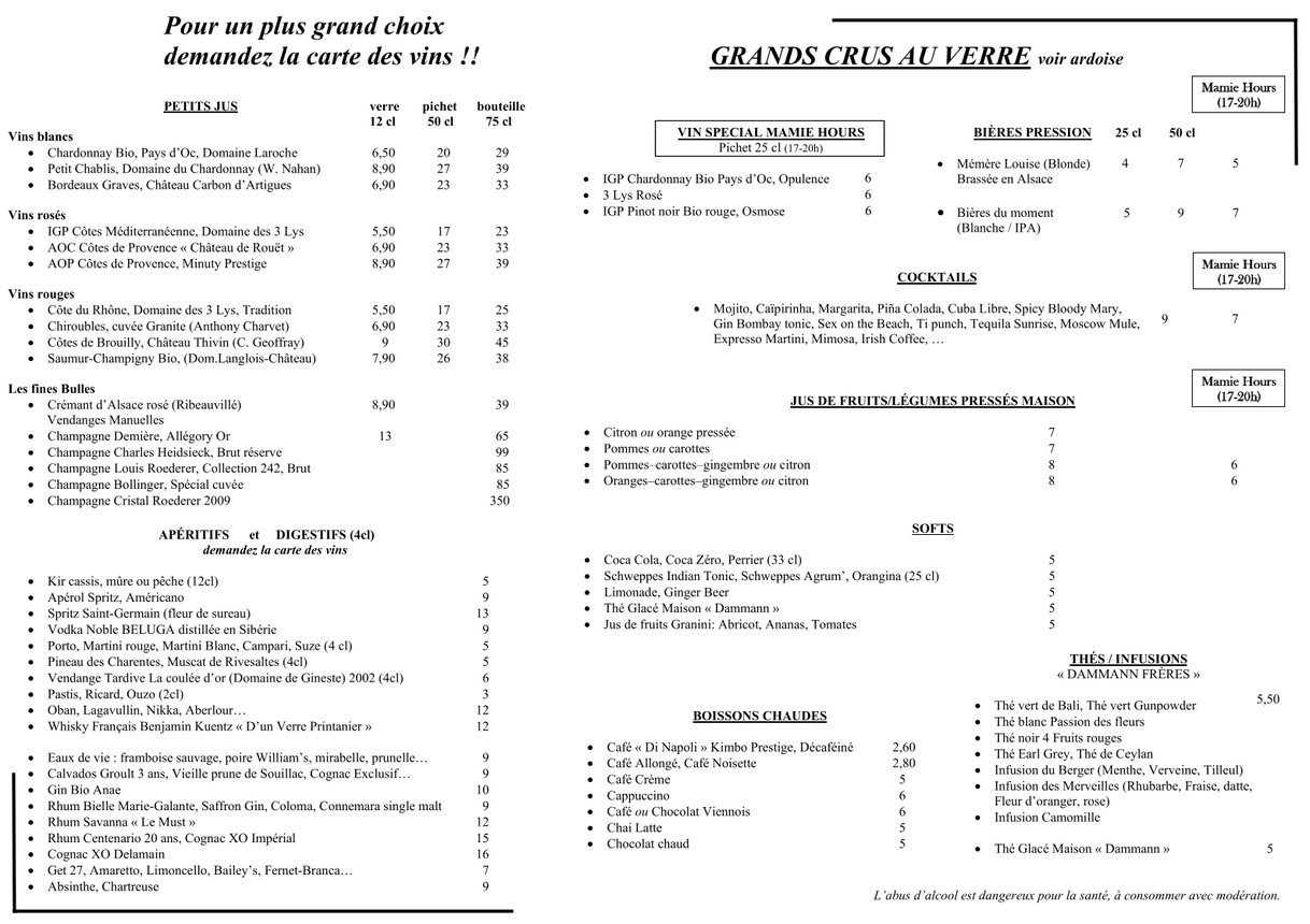 Mémère Louise menu 2