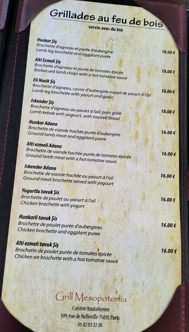 Grill Mesopotamia menu 2