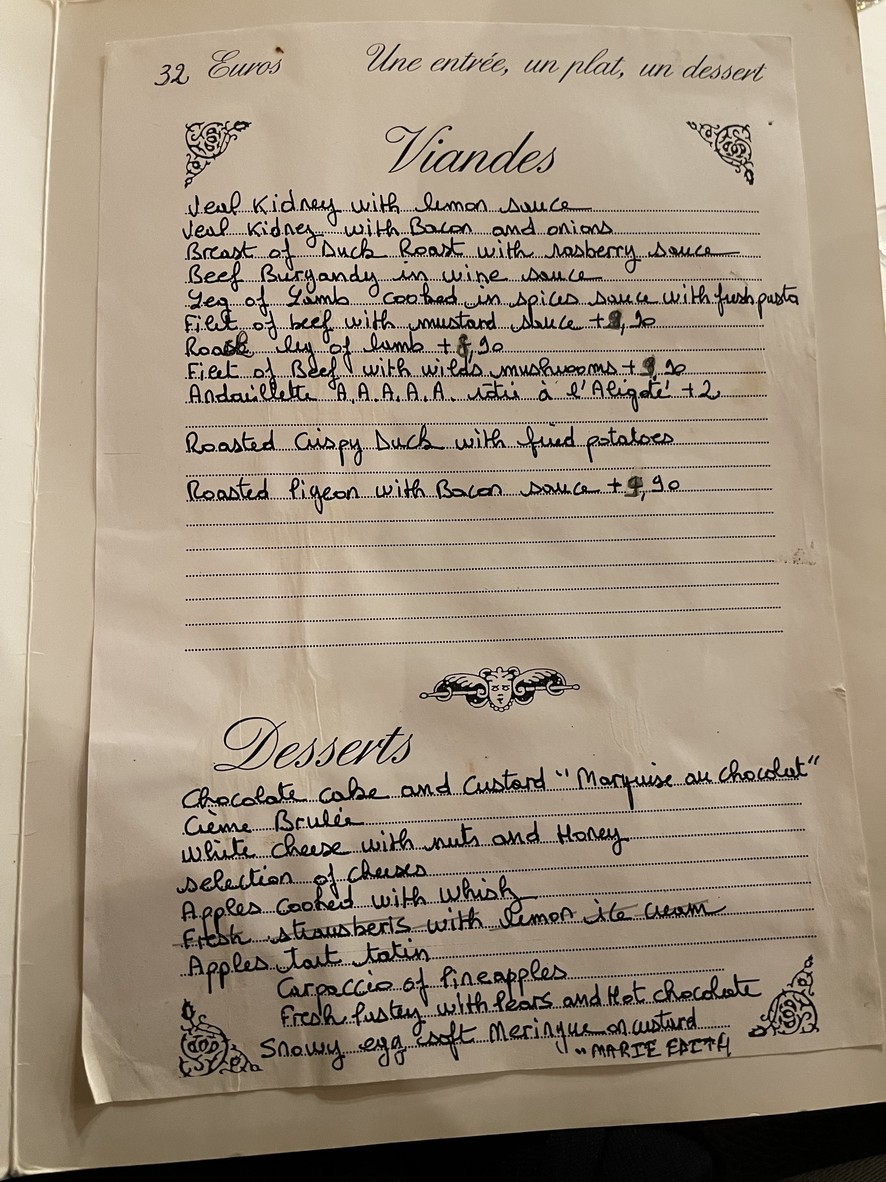 Marie-Edith menu 2