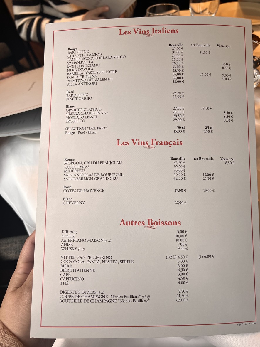 Del Papa menu 3