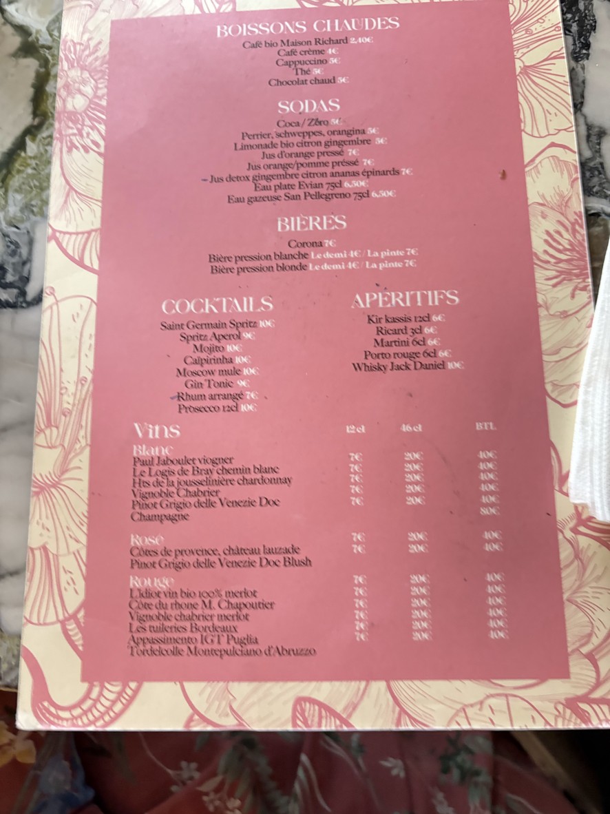 La fille à papa menu 2