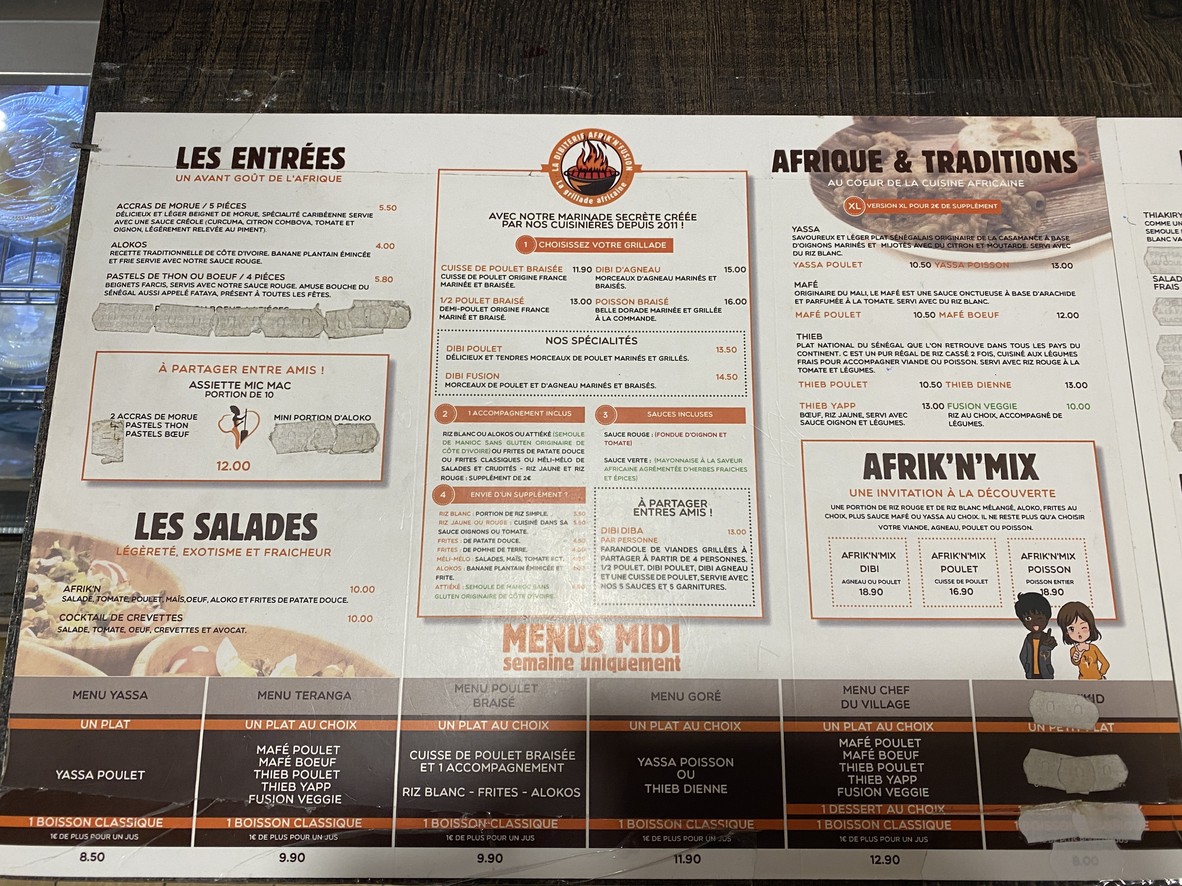 🍗 Afrik'N'Fusion® - Restaurante Villetaneuse 93 I Restaurante Africano - Restaurante cerca de mí menu 1