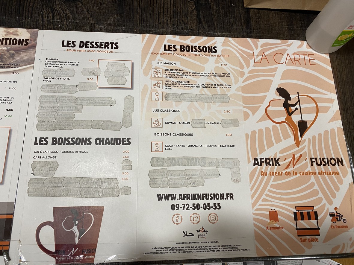 🍗 Afrik'N'Fusion® - Restaurante Villetaneuse 93 I Restaurante Africano - Restaurante cerca de mí menu 2