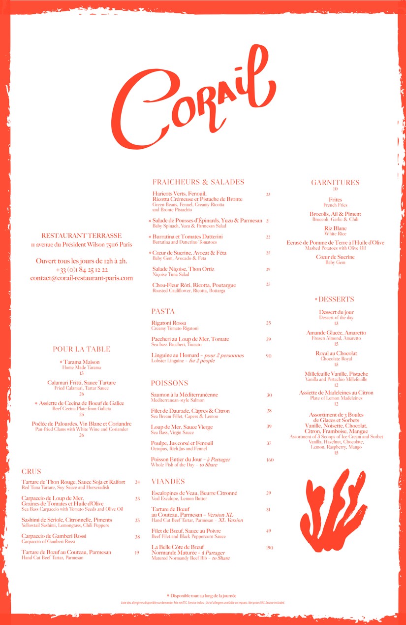 Restaurante Corail menu 1
