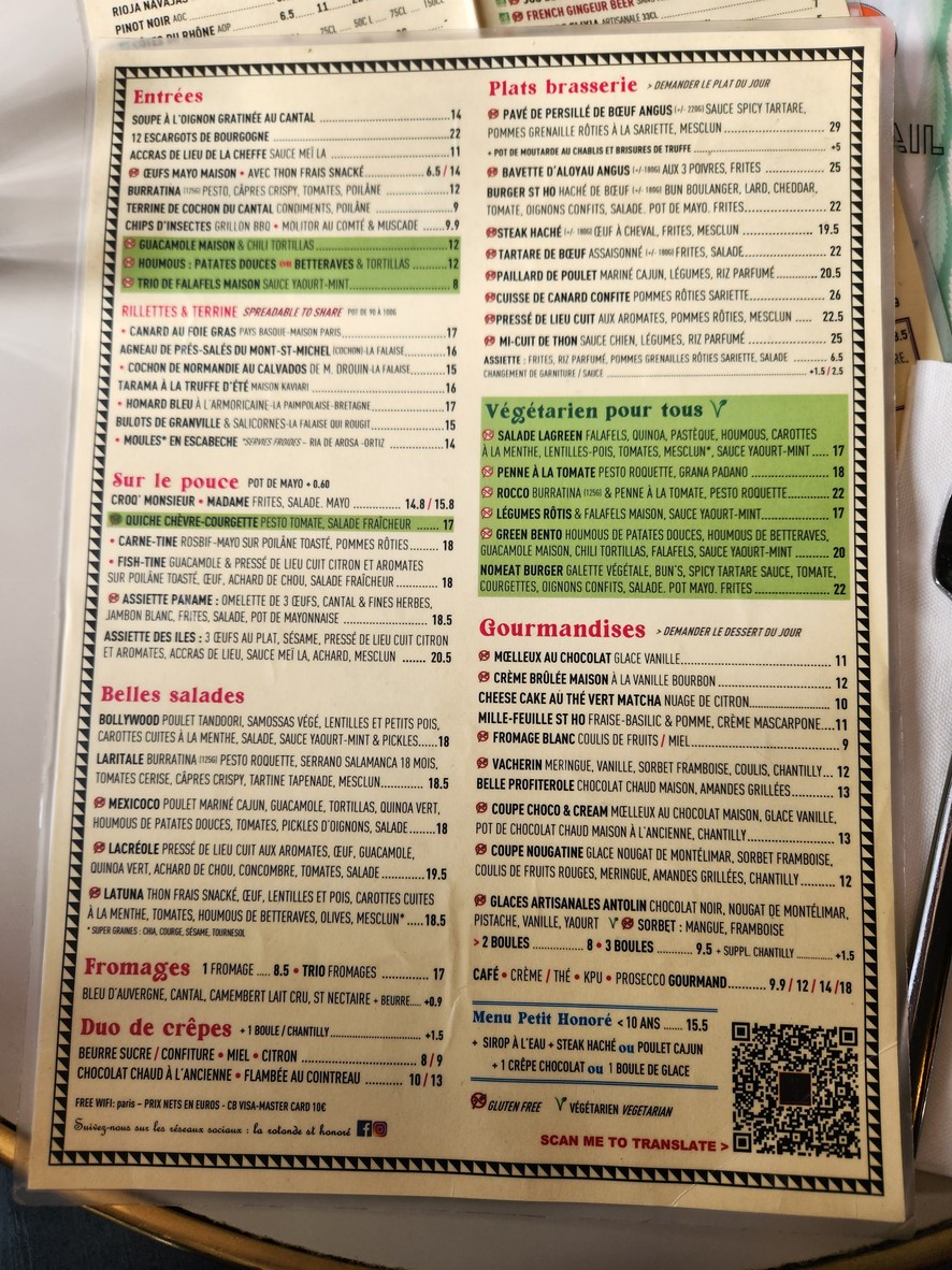 La Rotonde St Honoré menu 2