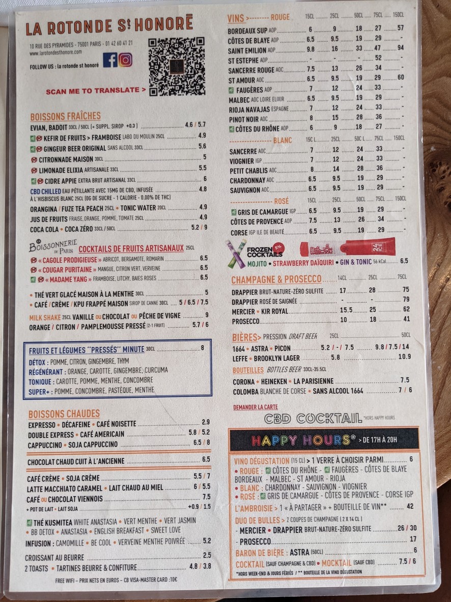 La Rotonde St Honoré menu 3