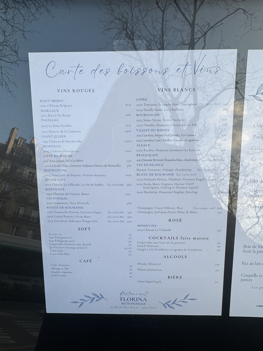 Restaurant Bistronomique FLORINA menu 2