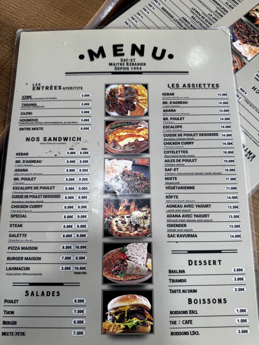 SAF-ET menu 1