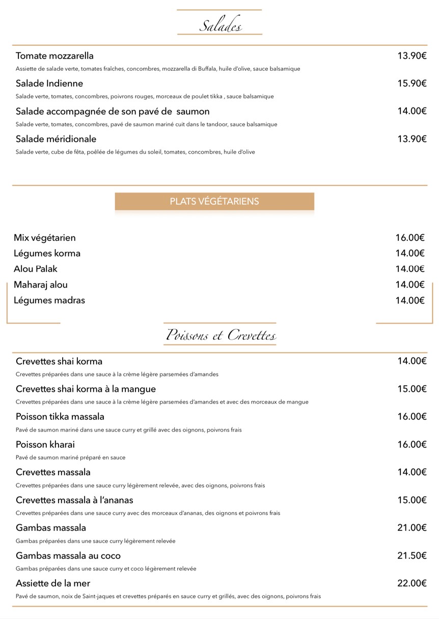 La Maison Indienne by La Route Des Indes menu 3