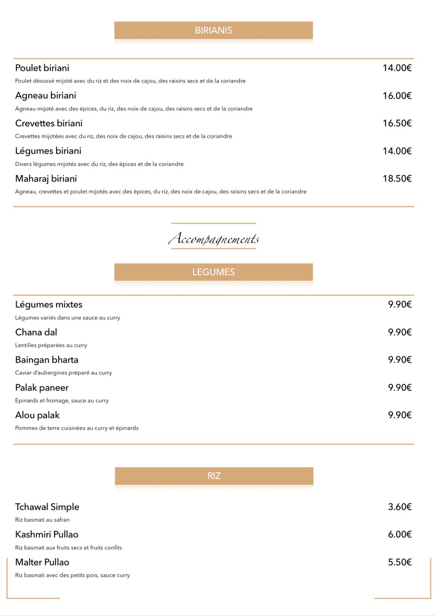 La Maison Indienne by La Route Des Indes menu 4