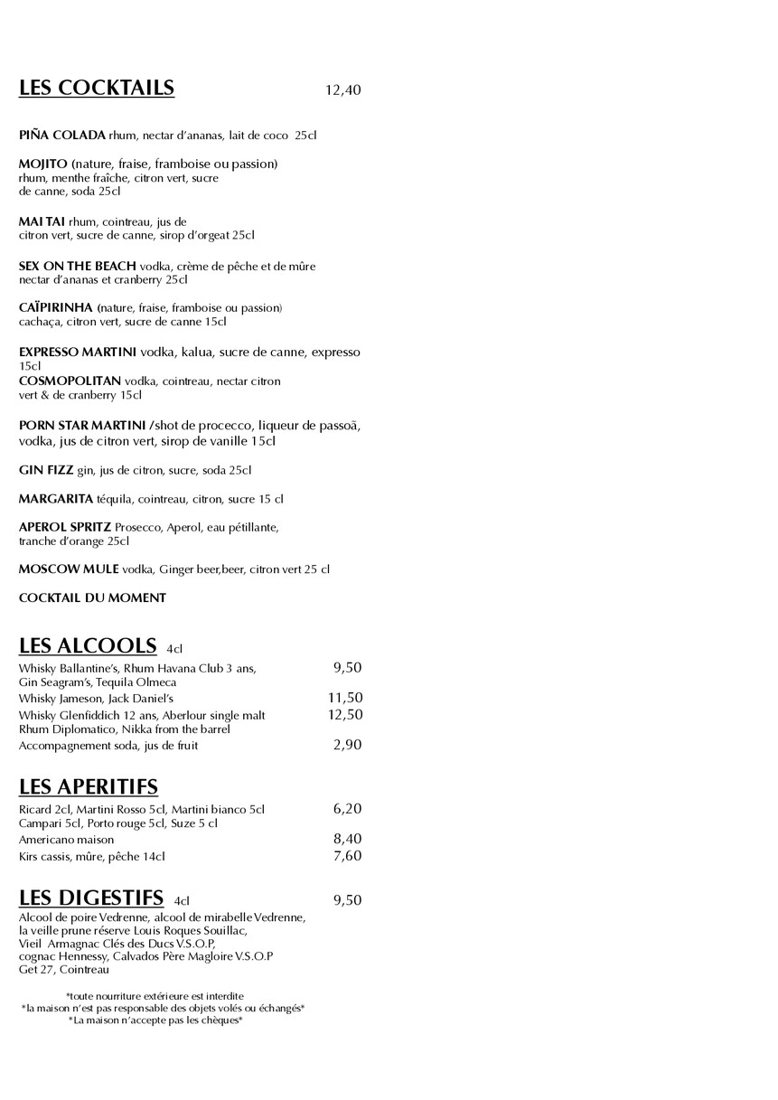 Le 99 Café menu 1