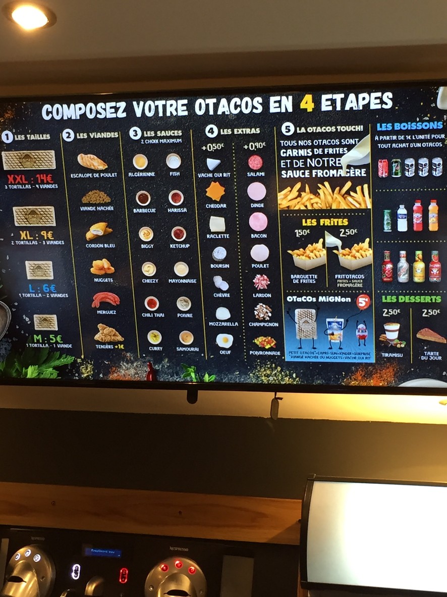 O'Tacos menu 1