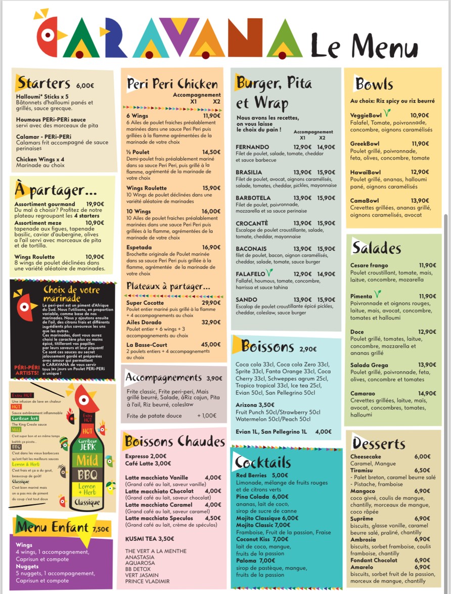Caravana - Poulet mariné menu 1